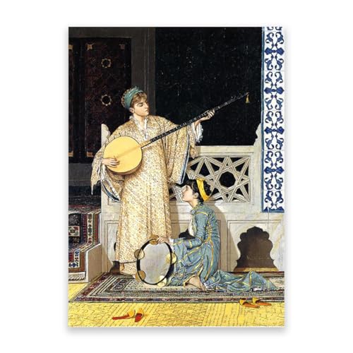 RYLJCZ Impresiones de arte famosas de Osman Hamdi Bey. Impresión de chicas músico sobre lienzo. Póster de ilustraciones en lienzo de reproducción, 50x75cm (19,7x29,6) Sólo lienzo