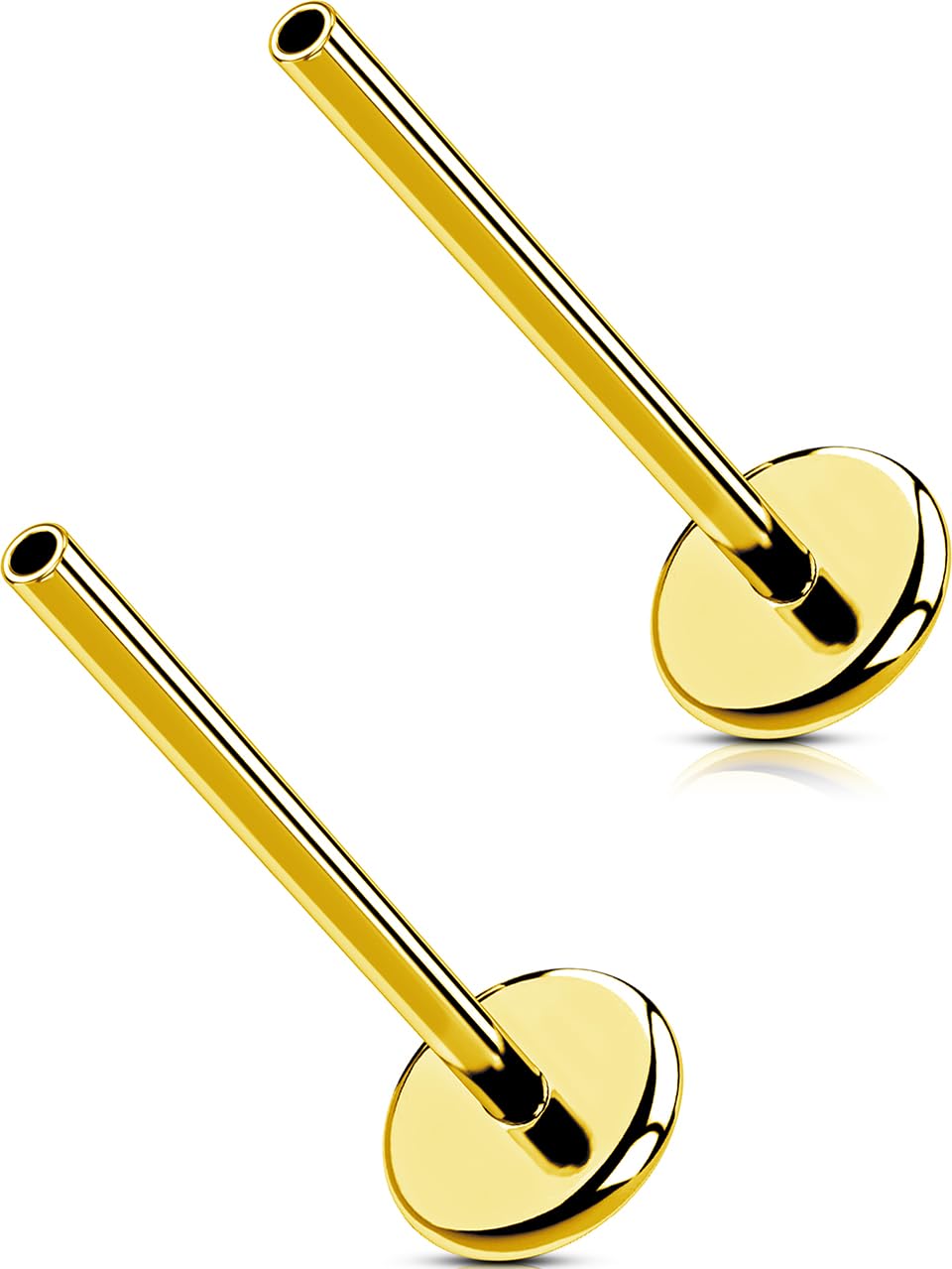 G23 Titanium Flat Back Post (Post Only), Threadless Push Pin &amp; Internally Threaded, 16G/18G/20G, 4.5-14mm, Silver/Gold/Black, Round/Heart/Star/Flower Base for Nose, Helix, Tragus