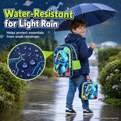 Image of UFNDC 3PCS Boys Backpack,16 inchKids Dinosaur Bookbag with Lunch Box, School Bag for Elementary Toddler