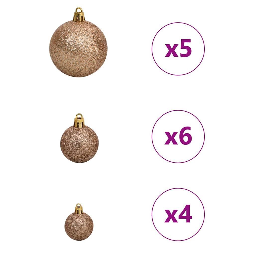 150cm LED Kunstbaum warmweiß 150LED 720PVC Kiefernzapfen+61Kugeln platzsparend für Wohnzimmer Wintergarten Garten Büro