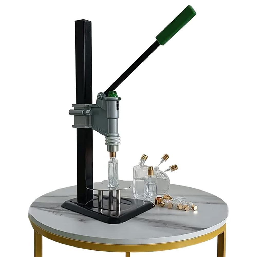 Máquina manual para taponar botellas con palanca ajustable, para botellas de perfume y aceites esenciales. Máquina manual para taponar botellas, diseño de palanca de altura ajustable (15mm-Gland-Cup)