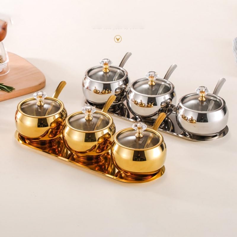 Stainless Steel Seasoning Jar Round Bottle Kitchen Box