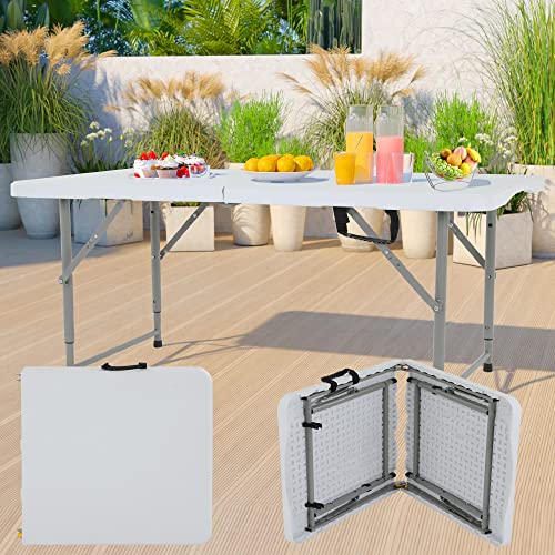 4 Foot Folding Bench Outdoor Dining Table, Portable Picnic Table Fold Up Lightweight Party Tables, 4 Foot Folding Table Outdoor Camping Table, Mesas para Fiestas Beach Table Camp Bench