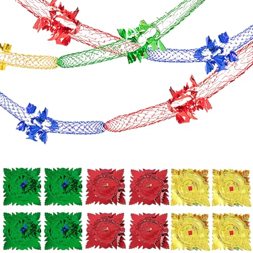 BAIYSFFG 12 PCS Christmas Ceiling Decorations Red Green Foil Garland Decorations Indoor Santa Hanging Multicolor Foil Decorations for Xmas New Year Holiday Party Supplies