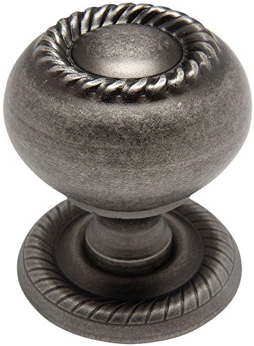 25 Pack - Cosmas 4040WN Weathered Nickel Rope/Scroll Cabinet Hardware Knob with Matching Backplate - 1-1/4