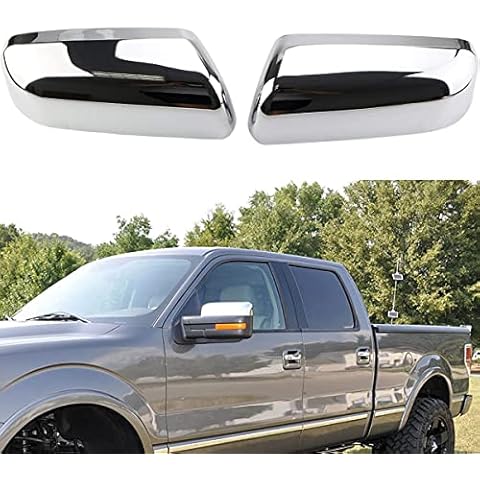 AUCERAMIC Chrome Plated Mirror Covers Caps Compatible with 2009-2014 Ford F150 2 Door 4 Door Side View Mirror Back Cover Cap Overlay Cover