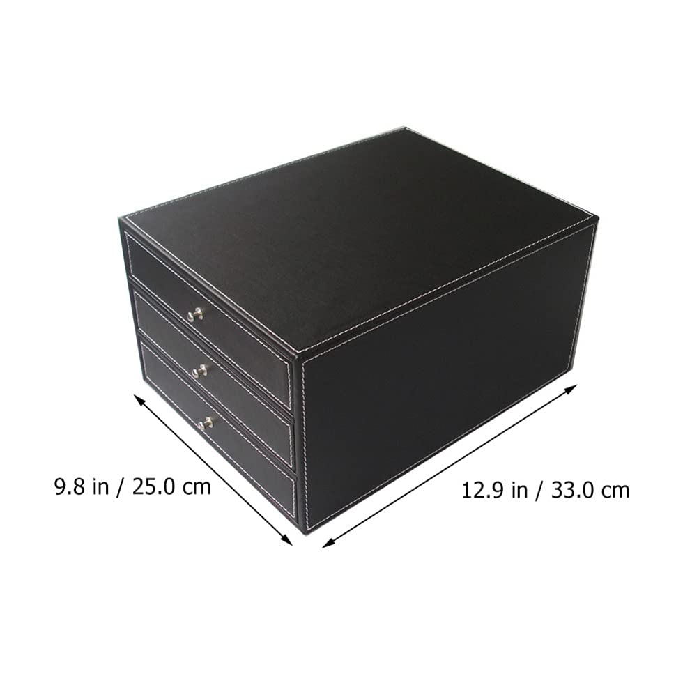 Cabilock 1pièce Boîte De Rangement Cuir Pu Pour Bureau Organisateur De Documents à Couches Étagère De Stockage Élégante Noir Idéale Pour Dossiers Et Accessoires De Bureau