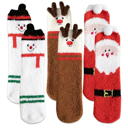 3 Paar Weihnachtssocken Unisex Kinder, Weihnachten Socken,...