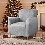 LiveGo Stretch-Bankett-Sesselhusse, Strick-Stuhlhussen mit Armlehnen, rutschfest, wasserdicht, Stuhlhussen für Wohnzimmer, Büro, Empfang und haustierfreundlicher Möbelschutz (Hellgrau-A)