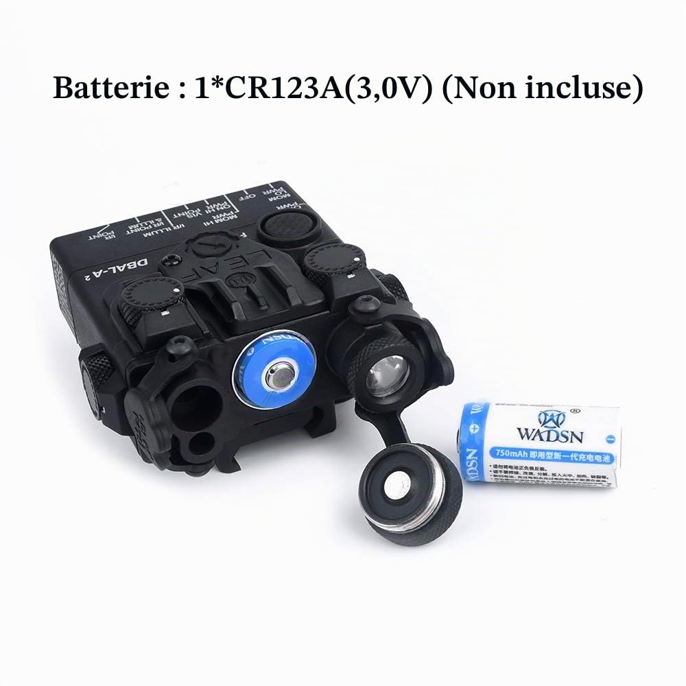 PEQ DBAL-A2 LED Lampe de Poche de Chasse avec Lumière Blanche et Stroboscope, Bouton/Pressostat 2 Modes Boîtier Factice Box QD Mount pour Rail 20mm