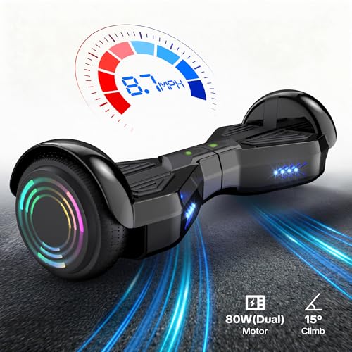 Starship Electric Hoverboard with Bluetooth Speaker, Chrome Color Self Balancing Scooters with Science Fiction Design and 6.5 inch LED Wheels (Chrome Black) - Image 5