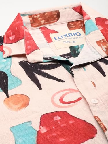 Image of Luxrio Casual Printed Textured Fabric Shirt for Men Regular Fit Cotton Blend