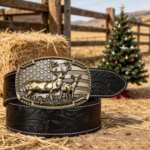 Image of Dubulle Mens Ratchet Belt Gold Click Buckle Adjustable Leather Belts | Automatic Belt Buckles, 1 3 /8 inch(3.5cm) Slide Strap, Ratcheting Smooth Sliding, Trim to Fit Design, Gift Box, for Dress Casual