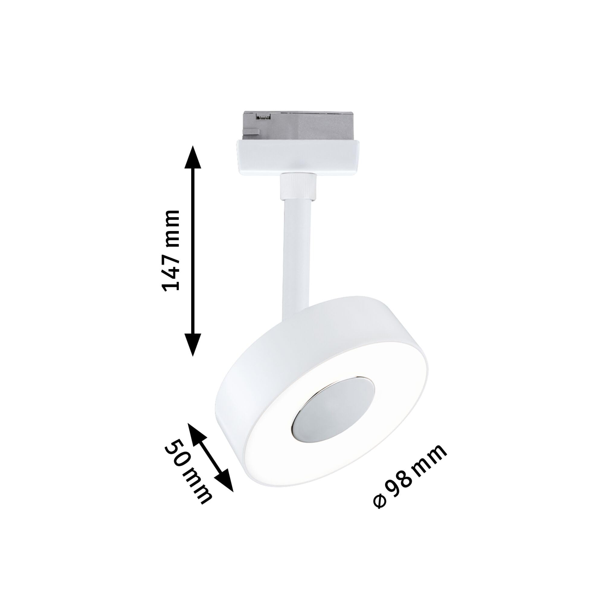 Paulmann 95704 URail Spot sur rail LED 3-Step-Dim Circle Spot individuel 220lm 5W 4000K gradable 230V Blanc signal