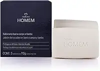 Caixa de Sabonetes em Barra 2 em 1 Corpo e Barba, 3 Unidades de 110g, Natura Homem