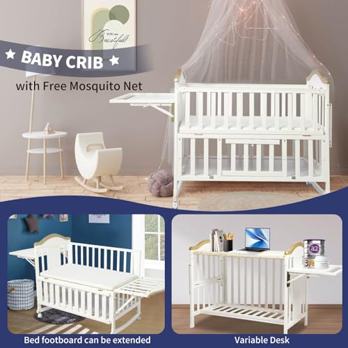Portable-Mini-Baby-Crib-Cunas-para-Bebes-4-en-1-Modernas-with-Foldable-Storage-Shelf-and-Mattress-Included2025-Small-Wood-Baby-Beside-Cribs-4-in-1-ConvertibleWhite Portable Mini Baby Crib Cunas para Bebes 4 en 1 Modernas with Foldable Storage Shelf and Mattress Included2025 Small Wood Baby Beside Cribs 4 in 1 ConvertibleWhite