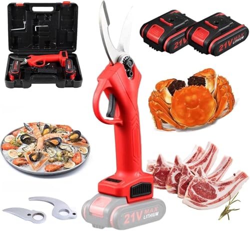 Forbici da cucina multiuso, forbici da cucina elettriche, trinciapollo, trinciapollo for impieghi gravosi con batteria al litio da 21 V, con 2 batterie e lama di ricambio for carne di pollo e pesce co