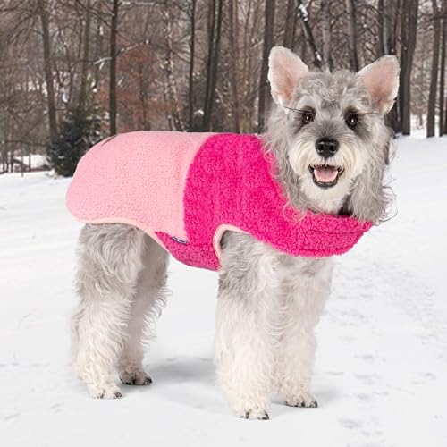 Image of cyeollo Sherpa Dog Coat Reversible Dog Jackets for Medium Dogs, Rose Red, XL