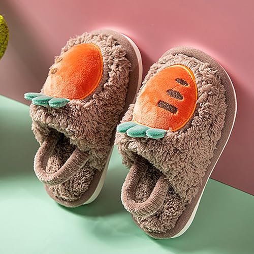 Kids Fuzzy Slippers Fall Winter Sherpa Fluffy Cute Memory Foam Indoor House Shoes Wool Funny Thermal Girls Boys Slipper2