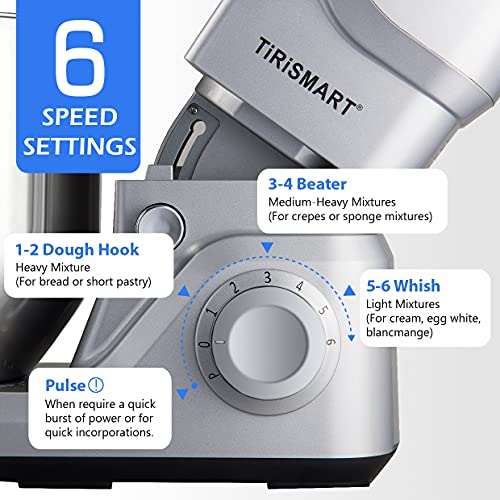 Küchenmaschine, multifunktional, 1800 W, stabile Küchenmaschine, schnelle mit 8 Geschwindigkeitsstufen und… – Bild 3