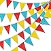 45 Pieces Colorful Pennant Flags - 49ft Carnival Theme Party Garland Banner Yellow Blue Red Glitter Paper Pennant Triangle Bunting Flag for Baby Shower Home Classroom Decor