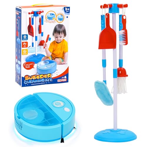 Set Limpieza Juguete, Escoba y Recogedor Juguete Niños con Robot Aspirador, 6 Piezas Juego Simulación Juguetes para Niños 2 3 4 Años Set Limpieza Juguete, Escoba y Recogedor Juguete Niños con Robot Aspirador, 6 Piezas Juego Simulación Juguetes para Niños 2 3 4 Años