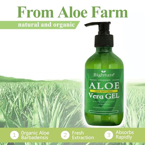 Aloe Vera Gel, 100% Aloe Vera from Freshly Cut Aloe Leaves, Skin Care for Deeply & Rapidly Soothing, Firming, After Shave, Sunburn Relieve, etc
