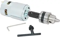 Mini serra de mesa com motor DC 775 12V/24V para corte de madeira com mini mandril de furadeira elétrica para peças de bricolage