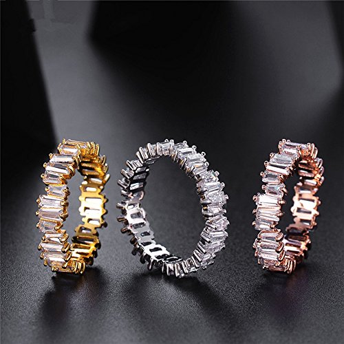 Yogeme Fashion Aaa Cubic Zirconia Baguette Ring,Shinning,Eternity Ring Band For Women R0377(Yellow, 7) #TOP1