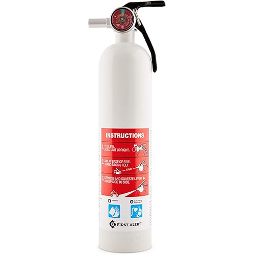 First Alert Fire Extinguisher for Car & Marine Use, UL RATED 10-B:C, AUTOMAR10 FE10GR, White, 1-Pack