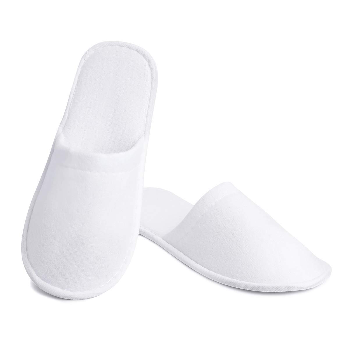 WITZION6 Pairs White Disposable Slippers, Cotton Closed Toe Spa Slippers for Women and Men, Breathable Non-Slip Slippers for Hotel, Guests, Travel (PACK OF 6 PAIR)