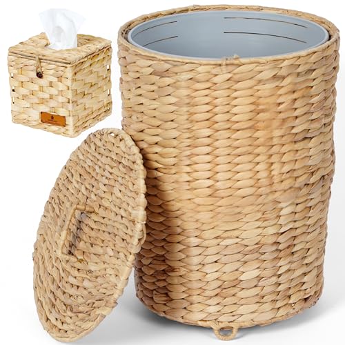 Caneca de basura tejida 2.9 galones con tapa