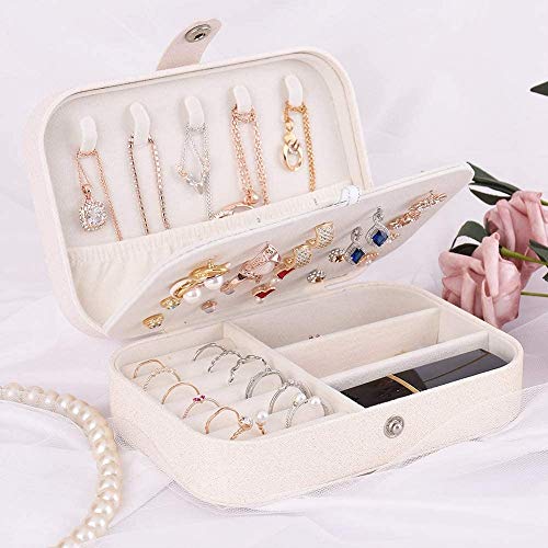 Image of Jewelry Box, Double Layer Travel Jewelry Organizer for Necklace Earring Rings Jewelry Case Holder for Women