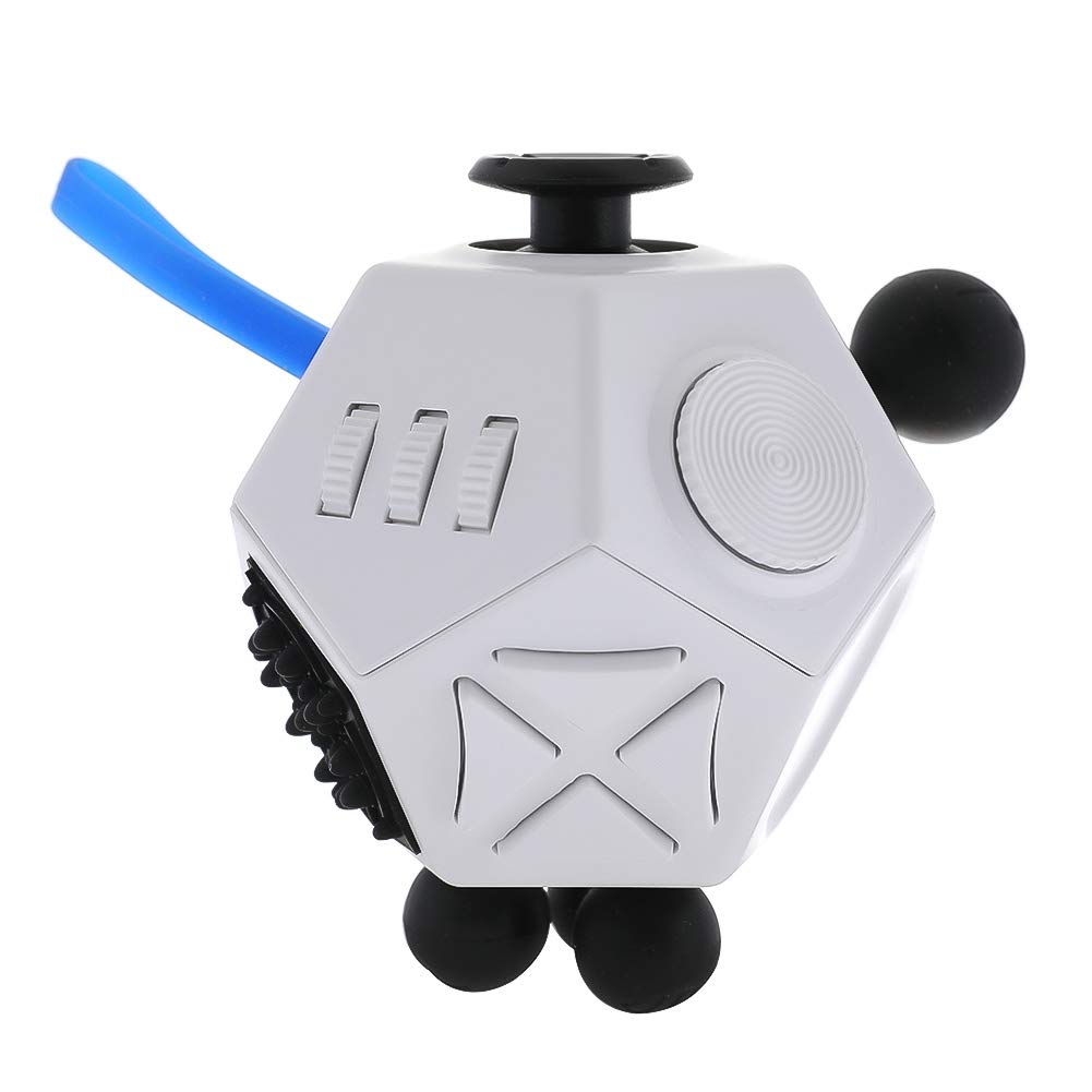 Tagaremuser Fidget Cube 12 Sides Anti-anxiety and Depression Fidget Toy for Children and Adults( Normal White)