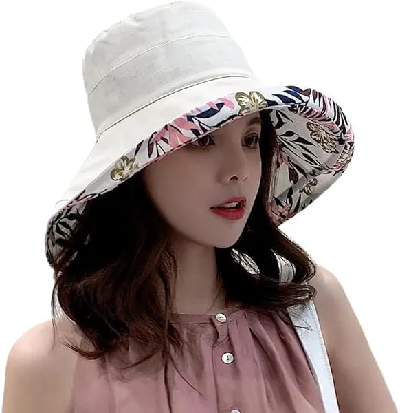 Women Summer Wide-Brim UV-Protection Sun-Hat Outdoor Breathable Finshing-Hat for Travel
