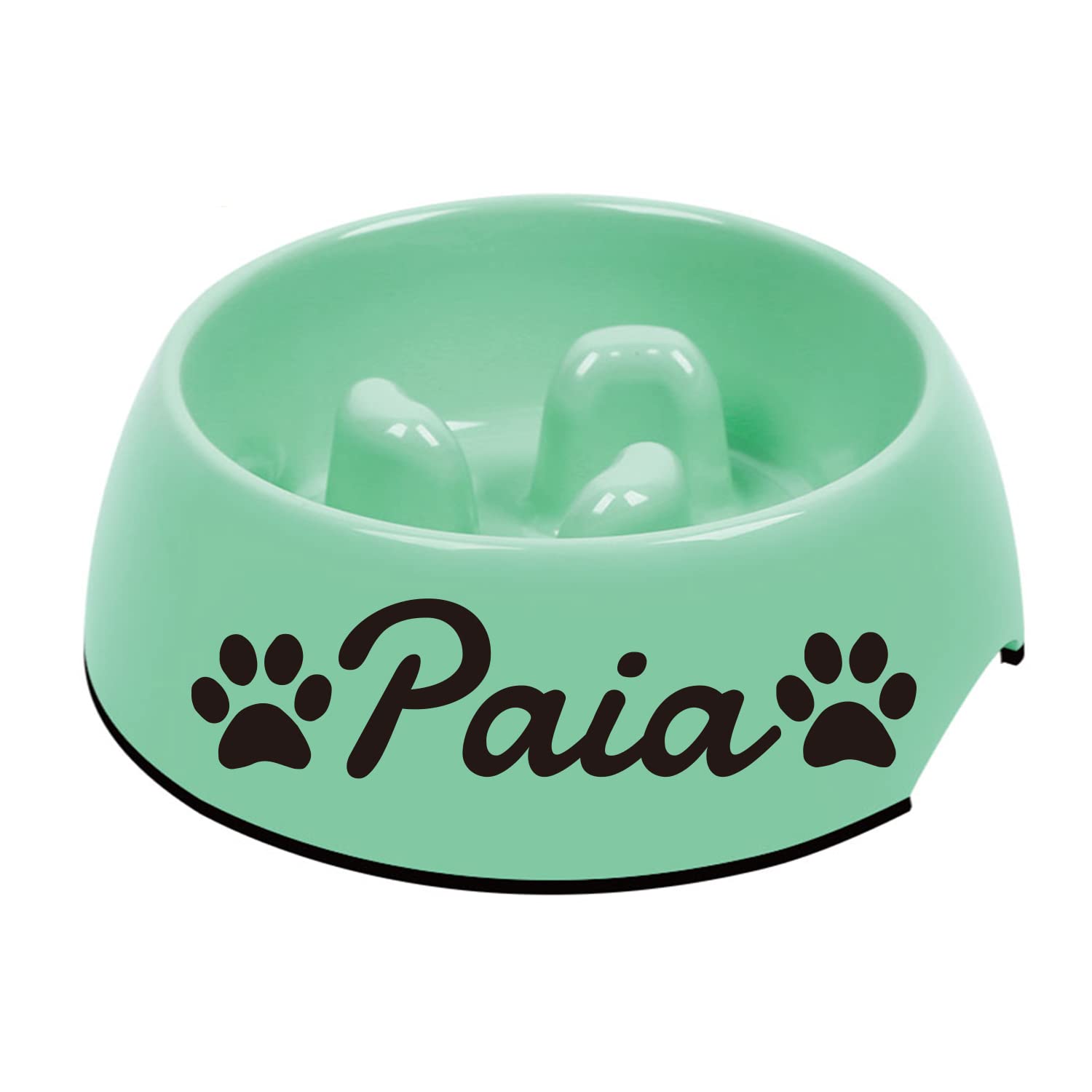 Personalized dog bowl custom pet name puppy puppy slow food bowl bottom non-slip slow speed feeder prevent obesity pet dog bowl (Green)