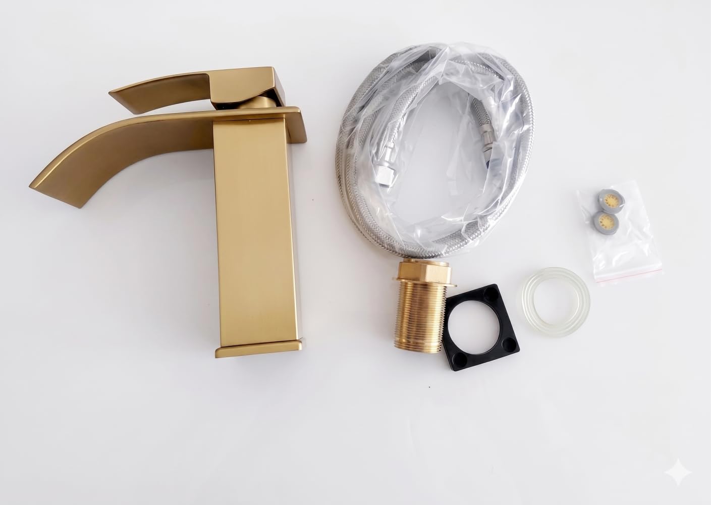 Grifo de lavabo imiiHO 007 (Chrome Gold), acero inoxidable 304, grifo de agua fría y caliente, grifo lleno de agua