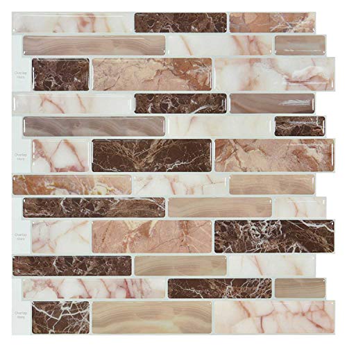 Peel and Stick Tile Backsplash for Kitchen, Marble Design (10 Sheets)