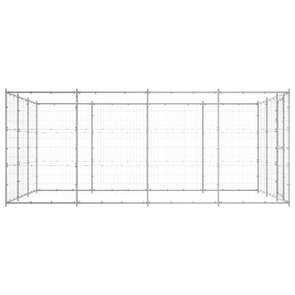 vidaXL Chenil Extérieur Acier Galvanisé 14,52 m² Enclos Niche Cage pour Chiens