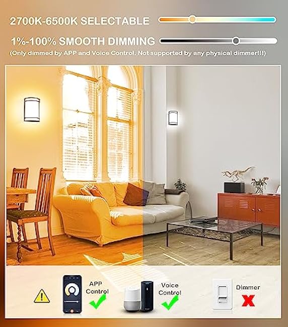 CLOUDY BAY LED Wall Sconce 15W 2700K-6500K