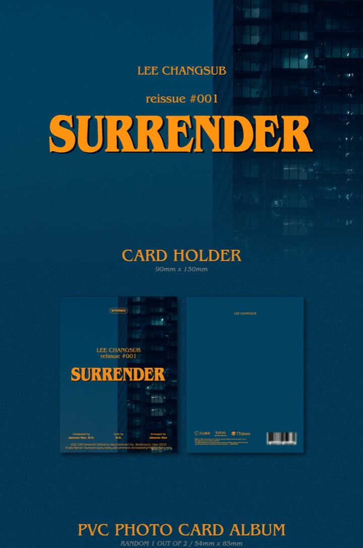 DREAMUS BTOB LEE CHANGSUB reissue #001 SURRENDER Special Single Album Platform Version Card holder+PVC photocard album+Selfie photocard+Postcard+Tracking,BLUE