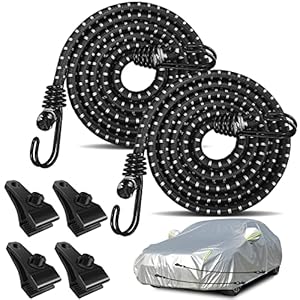 Hlogree Black-white Autoabdeckung Windschutz Gurte mit Klemmen