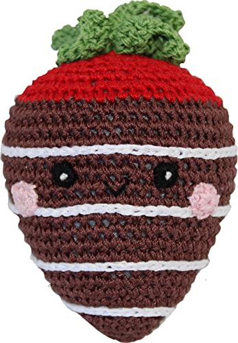 Brightt - Knit Knacks Milk Chocolate Strawberry Organic Cotton Small Dog Toy for Pet Dog Puppy Pup Pupper Doggos