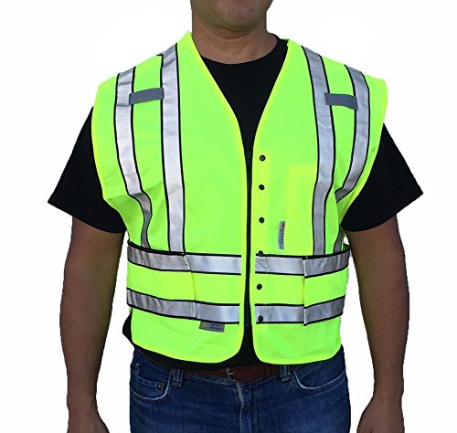 SVP5000, ANSI/ISEA Class 2, Public Safety Vest, 5-Point Breakaway, 3M Scotchlite Reflective, Zipper, Neon Green