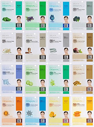 Dermal Korea Collagen Essence Full Face Facial Mask Sheet 32 Combo Pack