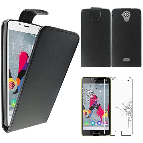 ebestStar - Coque Compatible avec Wiko U Feel Lite Etui Housse PU Cuir Rabat Ultra Fin (Ultra Slim Case), Noir + Film Protection écran Verre Trempé...