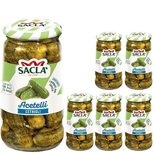 Sacla' Acetelli Cetrioli Sottaceto 6 Confezioni da 290 Grammi