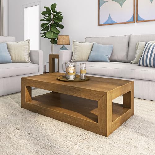 Plank+Beam Modern Rectangular Coffee Table with Shelf, 48