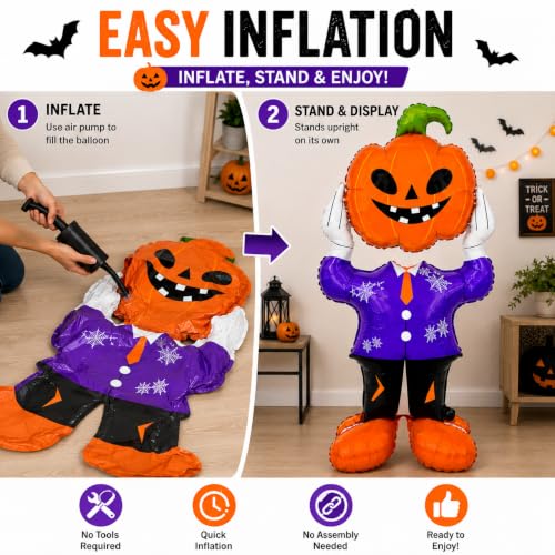 Image of AMFIN Halloween Pumpkin Head Character Foil Balloon Decoration