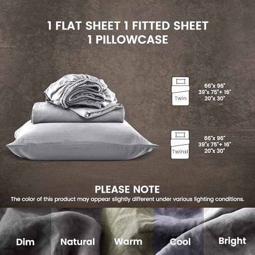 SLEEP ZONE Twin XL Sheet Set, 3 Pcs Soft Prewashed Luxury Bedding Sheets with Fitted Sheet, Flat Sheet and 1 Pillowcases for Hotel, Home, Grey - image 5